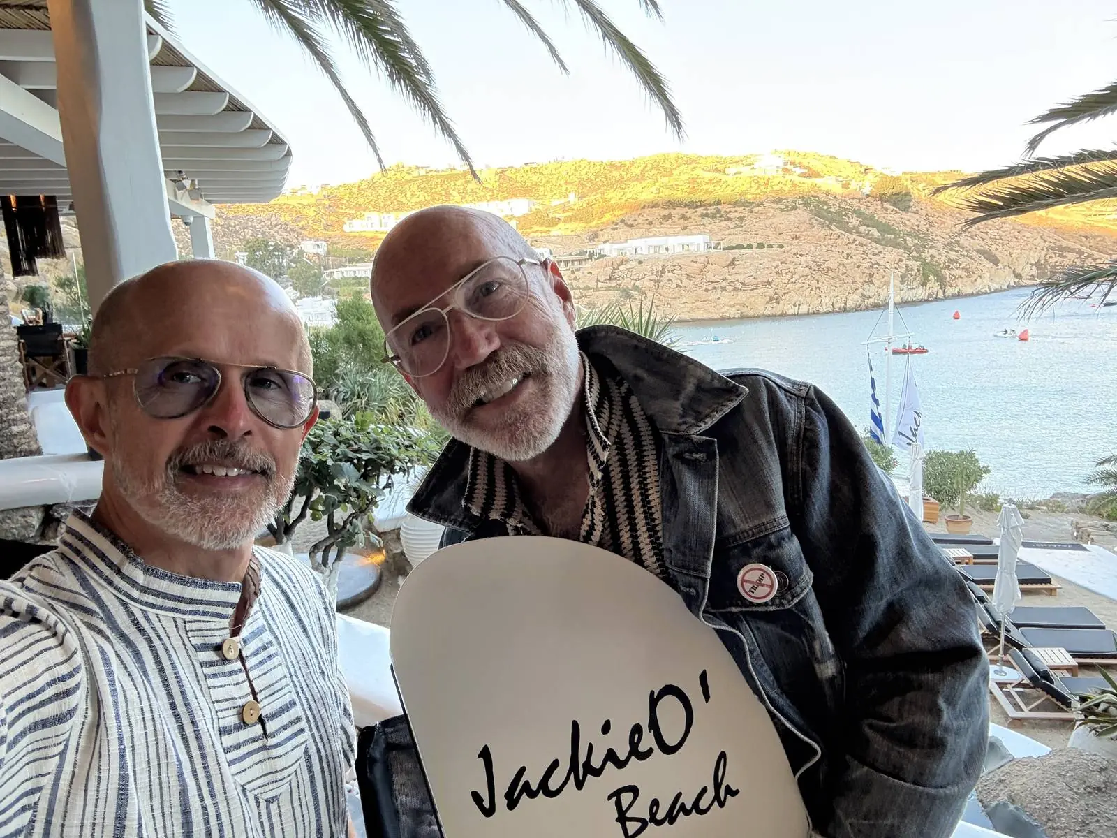 Ron and Sean at Jackie O' Beach, Mykonos