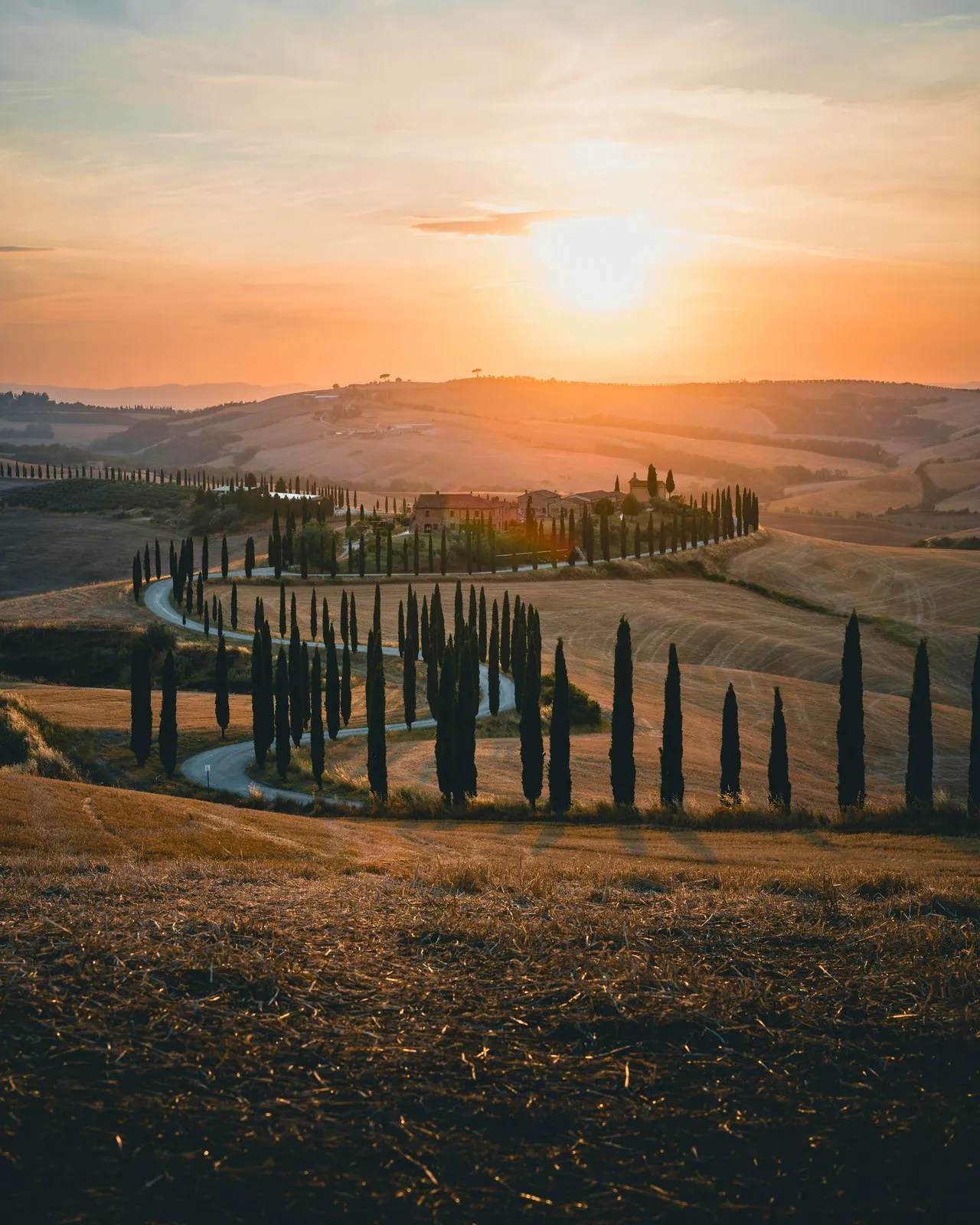 Tuscan countryside at golden hour