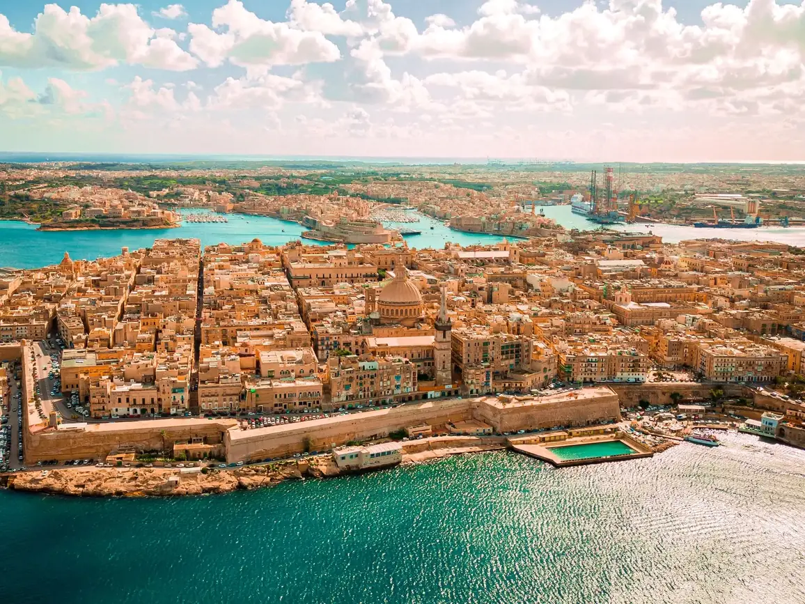 Valletta seafront in golden light