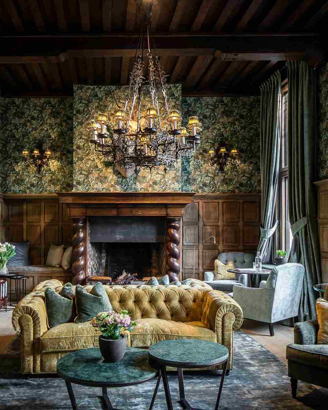 The lounge at Hotel De Orangerie, Bruges